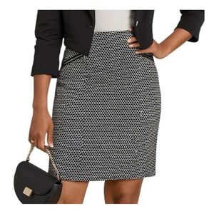 Alfani Pencil Skirt 16 Black White Geometric Zip Detail Corpcore Office Siren